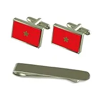 select gifts boutons de manchette argent drapeau maroc un ensemble cadeau cravate