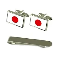 select gifts boutons de manchette argent drapeau japon un ensemble cadeau cravate
