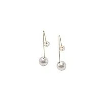 jyx magnifiques boucles d'oreilles perle en or 18 carats pour petite amie - 9,5 mm haut grade akoya perle bijoux fashion dangle boucle d'oreille