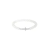 elli bracelet femmes croix Élégante avec perles de coquillage et cristaux en argent sterling 925