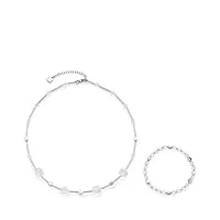 leonardo dames schmuckset collier + bracelet cubetto clair acier inoxydable verre transparent - 016289