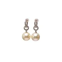 jyx pearl boucles d'oreilles en or 14 carats de qualité aaa, magnifiques boucles d'oreilles classiques authentiques avec perles de culture des mers du sud 11,5 mm