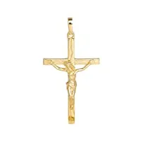 mygold pendentif croix avec jésus christ (sans chaîne) en or jaune 585 massif (14 carats) 20 mm x 38 mm pour homme monaco v0010539