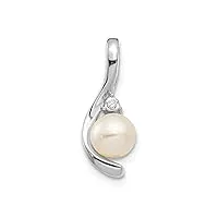 14 ct or blanc perle de culture de diamant pendentif