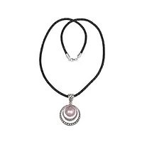 novica femme dyed rose cultured mabe perle 0,925 collier en cuir d'argent, « crescent gleam en rose »