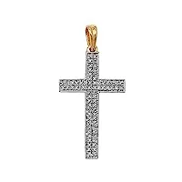 eds jewels pendentif femme croix or 375/1000 et diamant brillant 0.21 carat gh - si - 34mm*17mm wjs28899ky