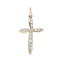 eds jewels pendentif femme croix or 375/1000 avec oxyde de zirconium - 27mm*14mm wjs10736