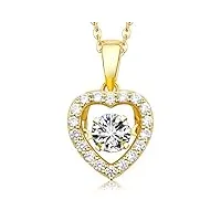 mega creative jewelry collier coeur en or pour femme pendentif bijoux en argent 925 avec cristaux cadeau pour maman elle fille amie