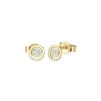 elli diamonds boucles d'oreilles femmes cercle layer avec diamant de haute qualité en or jaune 585