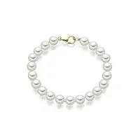 mcpearl akoya bracelet de perles de qualité supérieure fabriqué en allemagne, 19 centimeters, perles d'eau de mer akoya en or jaune 585, perle