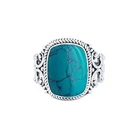 bague argent 925 sterling turquoise anneau véritable argent femme (no.: mrg-071-15)