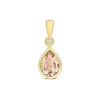 eds jewels pendentif femme or 375/1000 et diamant brillant avec morganite - 15mm*6mm wjs14397