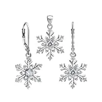 silvego jjjs0813c parure de bijoux femme - argent 925/1000 - flocon de neige avec zircones claires