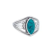 bague argent 925 sterling turquoise anneau véritable argent femme (no.: mrg-070-15)