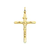 14 carats 585 or jaune pendentif croix avec jesus unisexe (32)