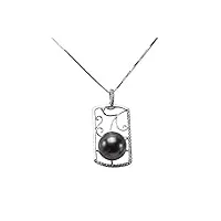 jyx 14 k or blanc naturel 11 mm noir perle de tahiti ronde pendentif collier
