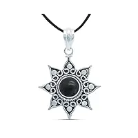 mantraroma collier argent 925 sterling onyx noir pendentif chaîne véritable argent femme (no.: mah-061-03)