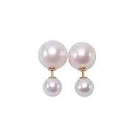 jyx pearl boucles d'oreilles à tige en or 18 carats avec perles de culture d'eau douce rondes de qualité aaaa 7-11 mm