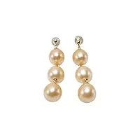 jyx pearl boucles d'oreilles pendantes en or 18 carats de qualité aaa+ avec perle de culture des mers du sud 9,5–11 mm