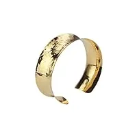 silbermoos bracelet femme plaqué or bracelet rigide concave brillant et martelé argent sterling 925