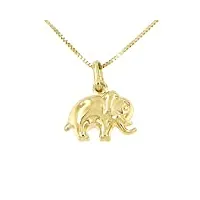 lucchetta - pendentif Éléphant en or jaune 9 carats avec collier 45cm - bijou de luxe pour femme