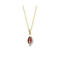 miore collier pour femme en or blanc 9 carats (375) avec améthyste violette, améthyste verte, grenat, topaze bleue et diamants brillants - chaîne en or de 45 cm de long, or, grenat