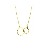 miore bijoux pour femmes collier pendentif double cercles chaîne en or jaune 9 carats / 375 or, longueur 42 cm