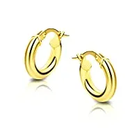 orovi bijoux femme, boucles d'oreilles créoles en or jaune 9 kt / 375 or