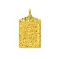 avenuedubijou - pendentif ayat al kursi or jaune 18 carats + chaine or jaune offerte