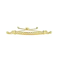 or jaune 14 k diamant rond cut blé bracelet réglable avec barre arcade en forme de dôme, 23,5 cm