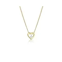 elli diamonds collier femmes coeur amour avec diamant (0.03 ct.) en or jaune 585