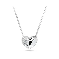 miore bijoux pour femmes collier avec pendentif cœuravec 4 diamants 0.02 ct chaîne en or blanc 9 carats / 375 or, longueur 45 cm