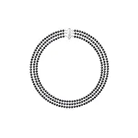 collier 3 rangs de perles de culture d'eau douce noir et argent 925