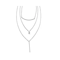 collier à trois brins en argent sterling 925 poli avec fermoir mousqueton fantaisie de 5,1 cm - cadeau pour femme - 43 cm, métal