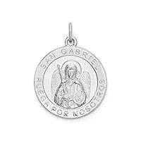 collier avec pendentif médaille saint-gabriel en argent sterling 925 plaqué rhodium 19 mm, métal