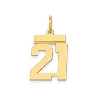 collier avec pendentif en forme de numéro de jeu de sport poli 14 carats pour femme, métal