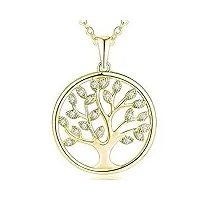 jo wisdom collier pendentif arbre de vie yggdrasil argent 925/1000 femme aaa zirconium avec plaqué or jaune
