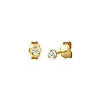 elli diamonds boucles d'oreilles femmes solitaire basic noble avec diamant (0.06 ct.) en or jaune 585