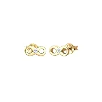 elli diamonds boucles d'oreilles femmes clous d'oreilles infinity amour avec diamant (0.03 ct) en or jaune 585