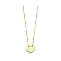 14 k or jaune amour smiley face pendentif collier, 40,6 cm à 45,7 cm réglable