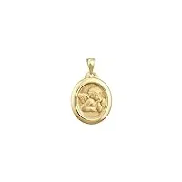collier avec pendentif médaille cupidon encadré en or jaune 14 carats, métal