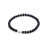 schmuckwilli collier perles de culture collier de perles d'eau douce chinoises noir argent 925/1000 fermoir 45cm 11.5-13.5mm dsk0015-45