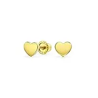 boucles d'oreilles personnalisées en or 14k or jaune véritable avec vis pour initiales alphabet en forme de coeur pour femmes ados.