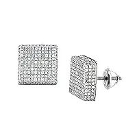 boucles d'oreilles femme 0.50 ct 925 argent fin diamant cubes