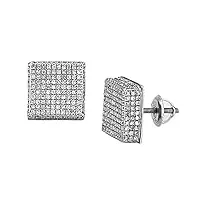 boucles d'oreilles femme 1.35 ct 925 argent fin diamant cubes
