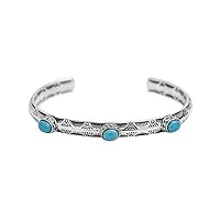 anazoz bracelet jonc turquoise motifs ethnique argent 925 rétro homme femme