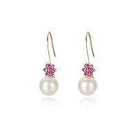 anazoz boucles d'oreilles perle rubis naturels en or rose 18 carats(au750), bijoux Élégance pour la saint-valentin