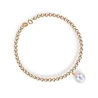gowe bracelet en or pur 18 carats avec perles naturelles véritables 750 - jaune rose - pour femme et fille - cadeau de fête