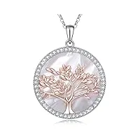 mega creative jewelry collier femme arbre de vie pendentif bijoux en argent 925 avec cristaux cadeau pour maman elle fille amie