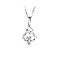 daesar 18k or collier pour les femmes double carré pendentif diamant collier argent platine chaîne 45 cm